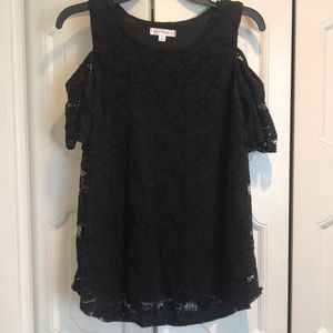 Black Lace Cold Shoulder Blouse